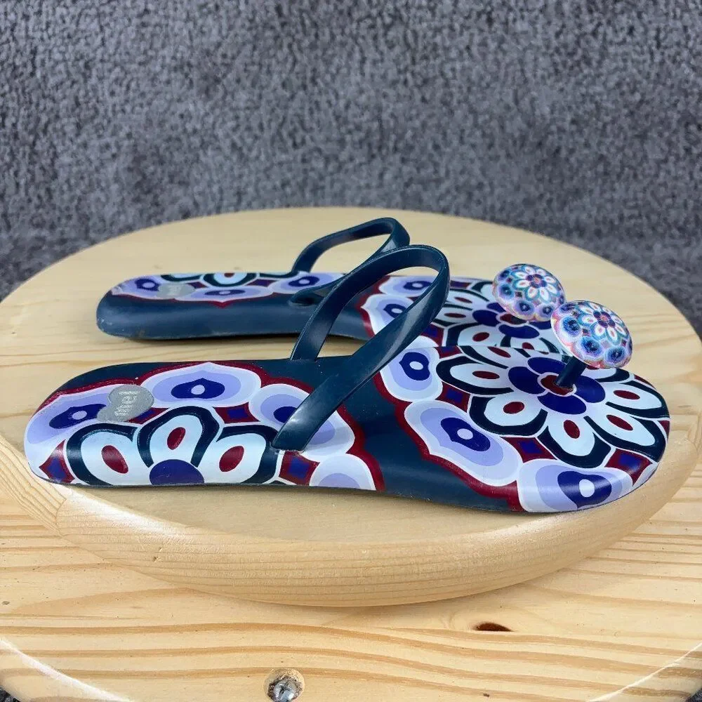 Melissa Mel Mushroom Thong Sandals Womens Size 8 Blue Purple Floral Slip On Flat - Picture 4 of 9